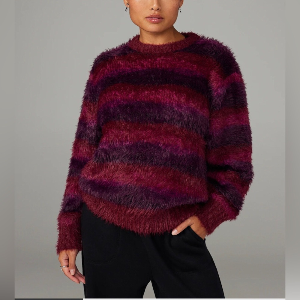 Savage X Fenty Too Plush Two Tone Fuzzy Crewneck Sweater